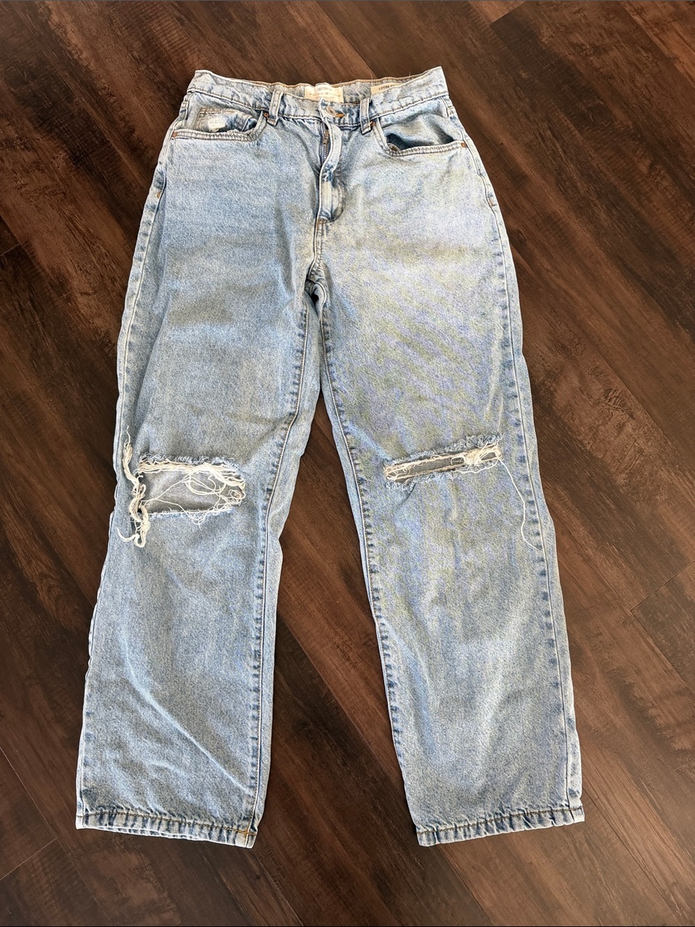 Cotton On Light Blue Relaxed Fit Ripped Jeans